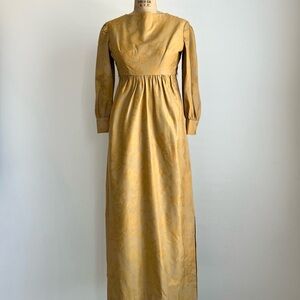 Vintage Bridgerton Cottagecore Gold Tan Dress